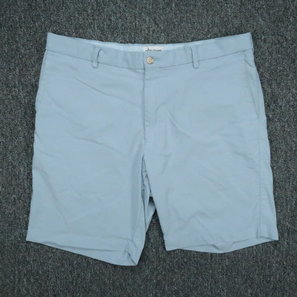 Peter Millar Shorts Mens 36 Blue Wrightsville Performance Golf Flat Front
